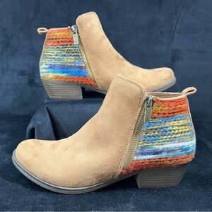 Western Bootie Size 9.5 Sonoma Cognac Ankle Rainbow Yarn Southwest